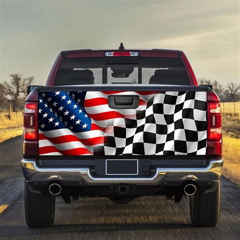 American flag racing Truck Tailgate Decal Tailgate Wraps, Truck ...