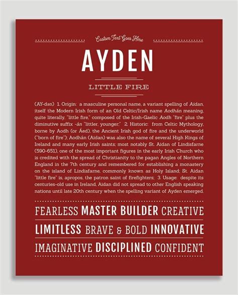 Ayden (male) | Name Art Print | Names, Classic names, How to memorize ...