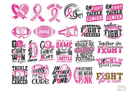 Breast Cancer Football SVG & PNG Sublimation Designs Bundle