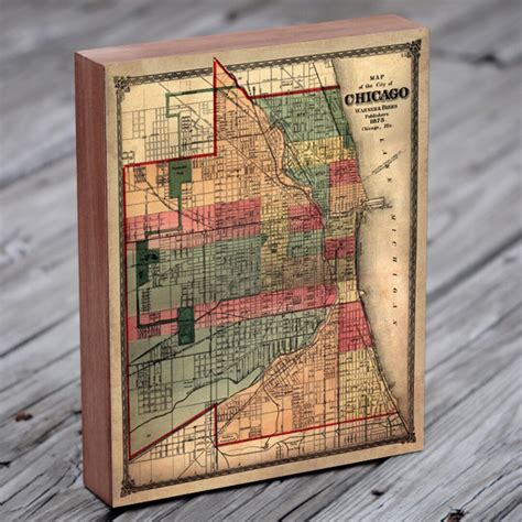 Chicago Vintage Map Chicago Map Art Chicago Map Print - Etsy