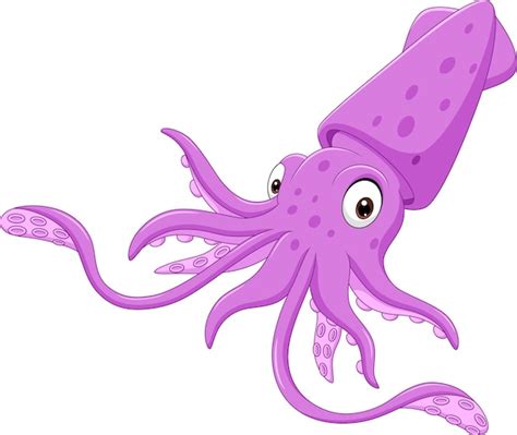 Premium Vector | Cartoon purple squid isolated