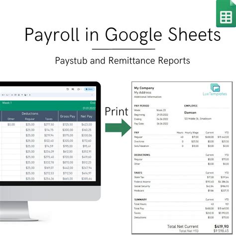 Payroll Template Google Sheets With Pay Stub Weekly Employee - Etsy