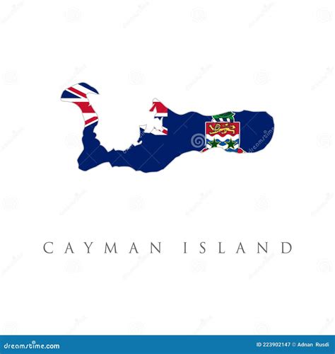 Cayman Island Detailed Map with Flag of Country. National Flag Isolated on White Background ...