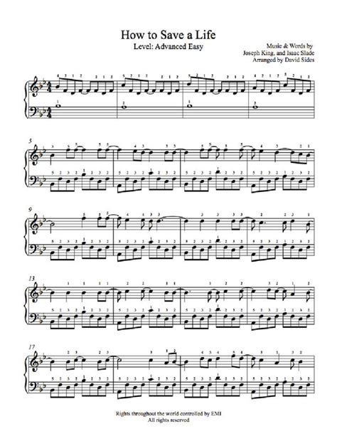 How to Save a Life by The Fray Piano Sheet Music | Advanced Level Piano ...