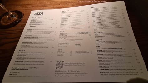 Menu at Zaza restaurant, Harpenden, 61 High St