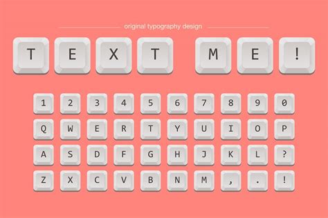 Premium Vector | Keyboard keys typography font