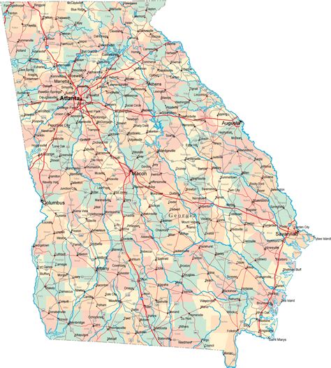 Georgia Road Map - Georgia USA • mappery