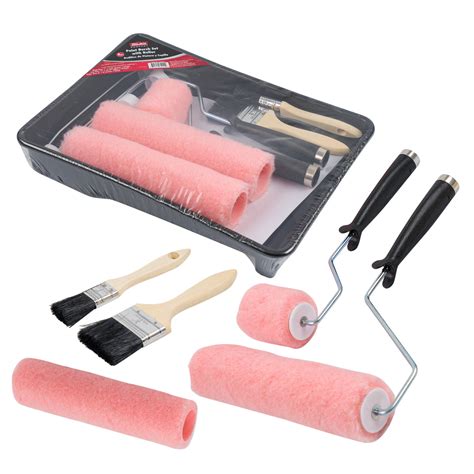 Wholesale 8pc Paint Roller and Brush Set BLAKC/PEACH