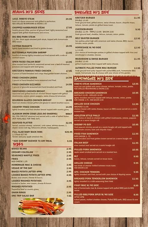 Menu - Kretzer's Grill & Bar