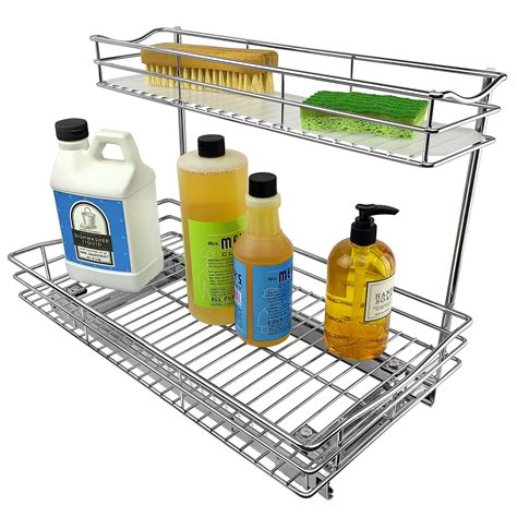 Lynk Professional® Slide Out Under Sink Cabinet Organizer - Pull Out Two Tier Sliding Shelf - 11 ...