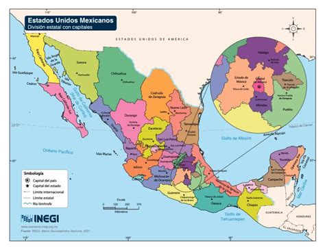 Mapa de México con nombres y capitales