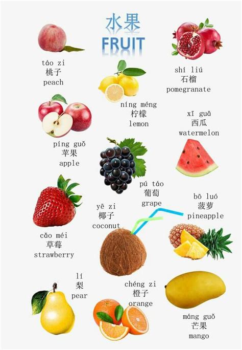 Mandarin chinese fruit poster worksheet to download – Artofit