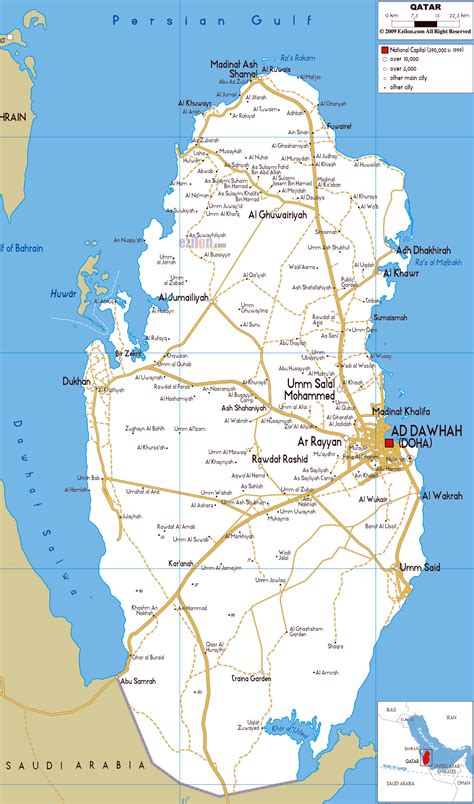 Large road map of Qatar with cities and airports | Qatar | Asia ...