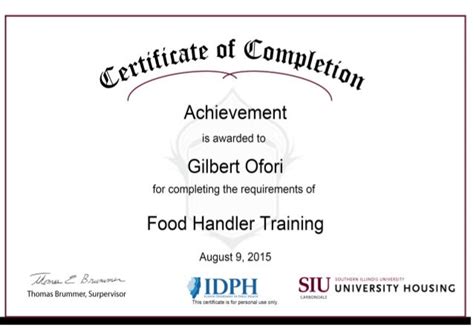 Safety Food Handler Certificate