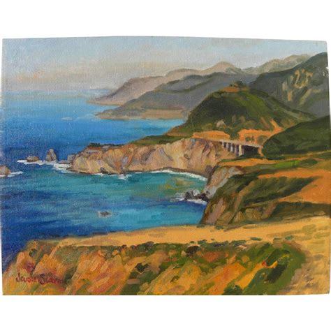 California plein air art impressionist painting of dramatic Big Sur ...