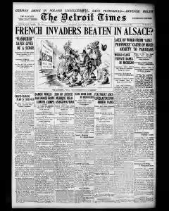 Detroit Times Newspaper Archives, Jan 12, 1915, p. 1