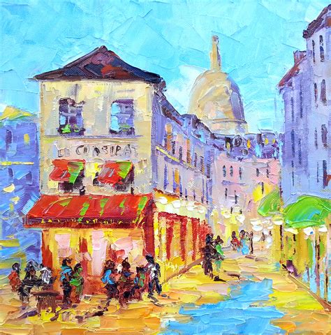 Montmartre Painting Paris Original Art Montmartre Сafe | Etsy