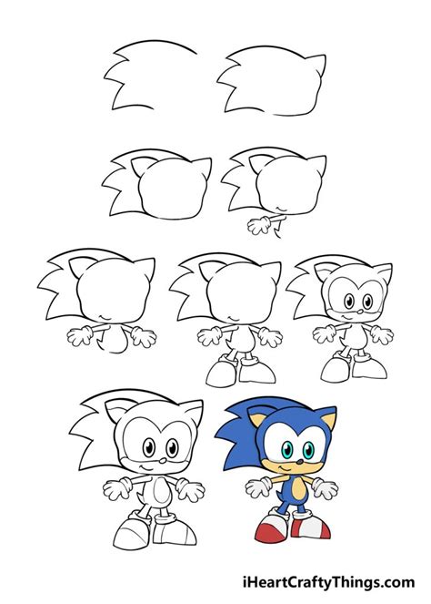 Sonic Drawing - How To Draw Sonic Step By Step