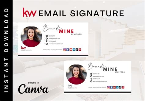 Keller Williams Email Signature Template, Professional Real Estate Signature - Etsy