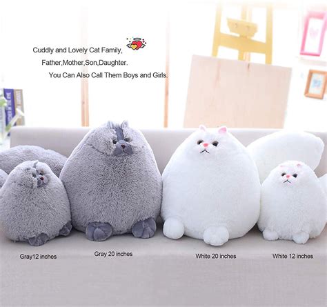 Giant Persian Cat Stuffed Animal Toys-12-20 In White or Grey- Large Stuffed Cat Plush Toy