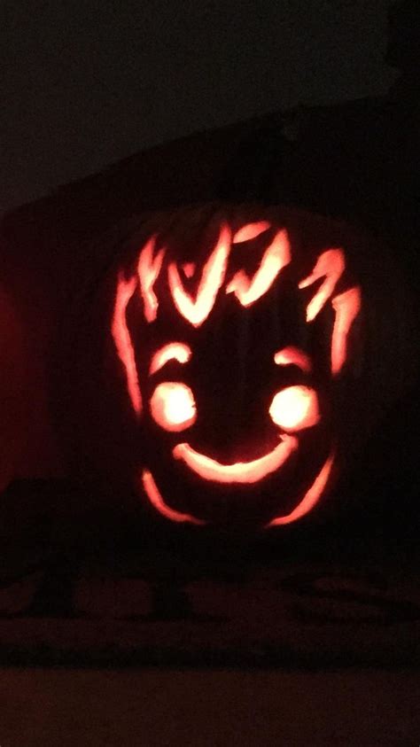 Baby Groot pumpkin I carved. Couldnt find a stencil online I liked so I found… | Halloween ...