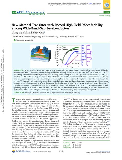 (PDF) New Material Transistor with Record-High Field-Effect Mobility ...