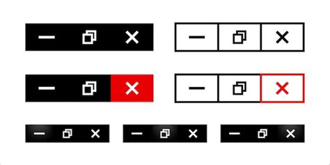 Cerrar maximizar y minimizar el conjunto de botones de vector web Colección plana de botones de ...