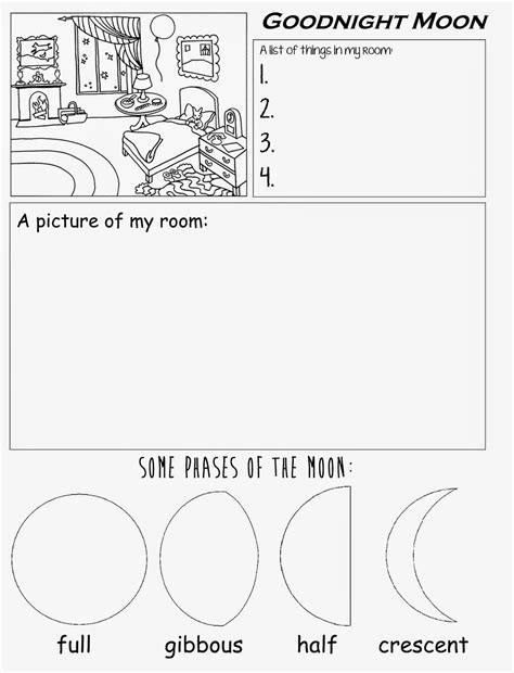 Good Night Moon Worksheet | Kindergarten worksheets, Preschool worksheets, Kindergarten ...