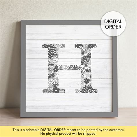 Letter H Wall Decor Letter H for Wall Printable Letter H - Etsy