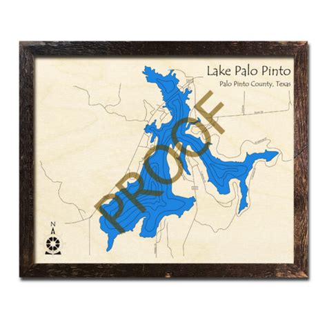 Lake Palo Pinto, TX 3D Wooden Map | Framed Topographic Wood Chart