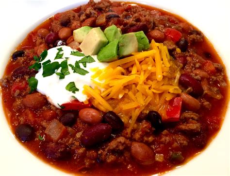 Three Bean Chili With Ground Beef - Swirls of Flavor