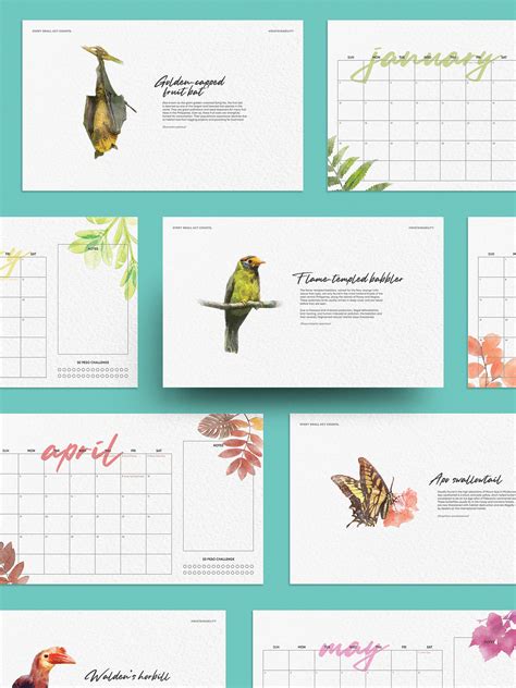 Watercolor-themed Calendar Planner 2021 on Behance