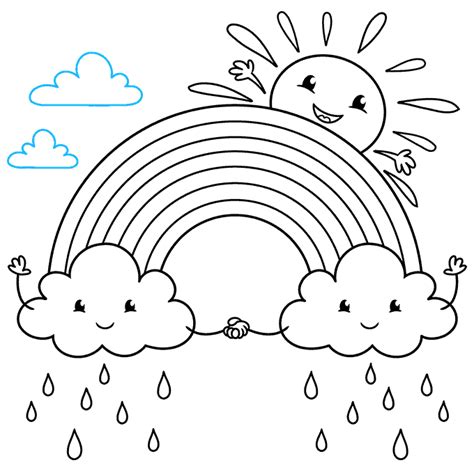 How to Draw a Cute Rainbow and Clouds - Really Easy Drawing Tutorial