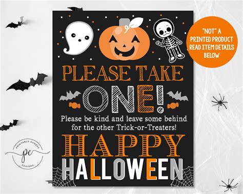 Halloween Door Sign Please Take One Party Decor Trick or Treat ...