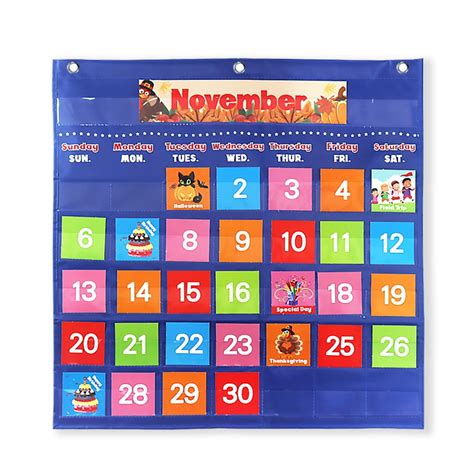 Buy Classroom Calendar Pocket Chart, School Calendar for Kids Learning ...