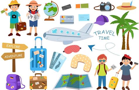 Travel time Illustration, Travel time clipart set 6635956 Vector Art at ...