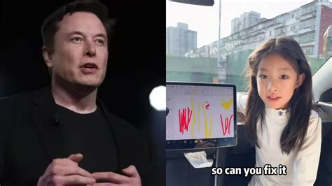 Chinese girl asks Elon Musk if he can fix screen issue with Tesla car ...