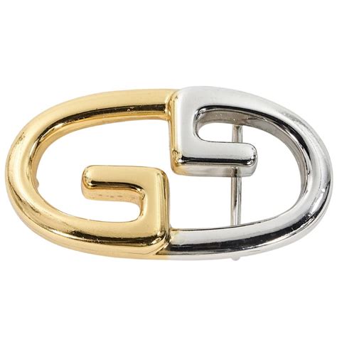 Gold and Silver Vintage Gucci Double G Belt Buckle For Sale at 1stDibs | vintage gucci belt buckle