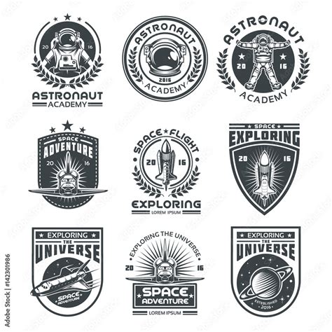 Set of icons of space. Elements of design, badges, logo and emblem on a ...