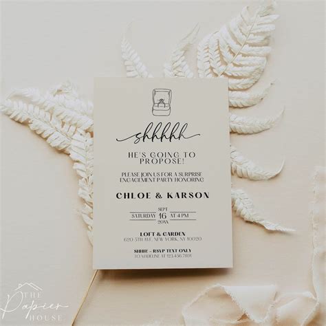 Surprise Engagement Party Invitation Template Editable Minimal ...