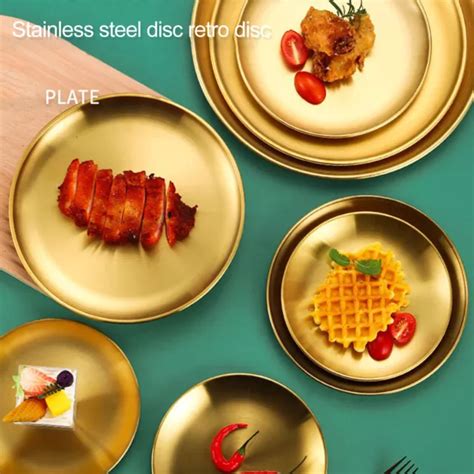 STAINLESS STEEL DINNER Plate Dishwasher Safe Lunch Round Set for Home Kitchen $12.72 - PicClick