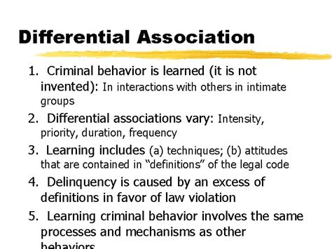 Social Learning Theory z Edwin Sutherland 1947 Differential