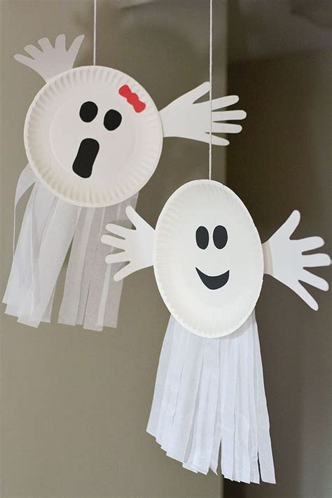 Paper Plate Handprint Ghost | Halloween crafts preschool, Halloween ...