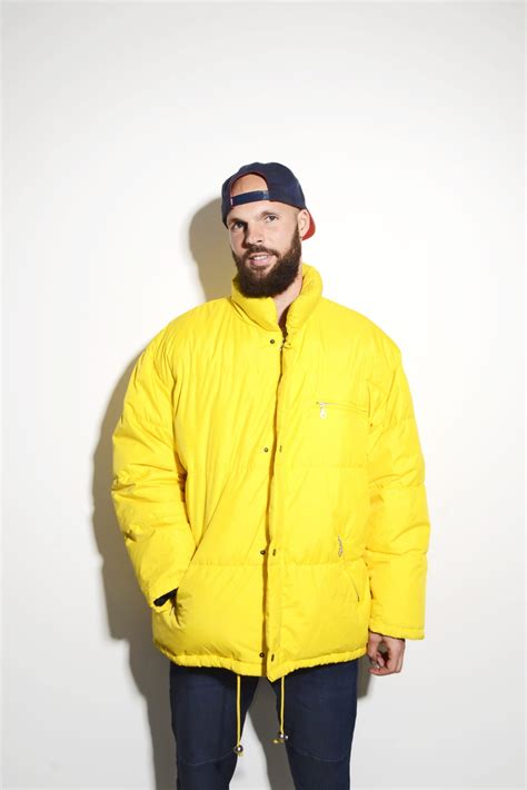 Yellow men's puffer jacket | HOT MILK vintage clothing online shop