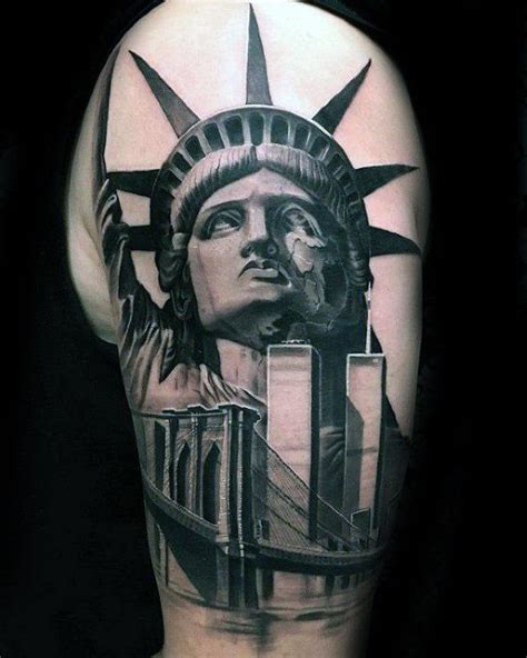 60 New York Skyline Tattoo Designs For Men - Big Apple Ink Ideas | Usa tattoo, New york tattoo ...