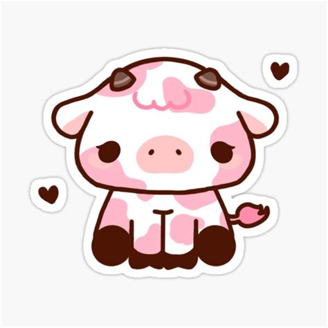 "Adorable strawberry cow!" Sticker for Sale by sqshmallowsart | Redbubble