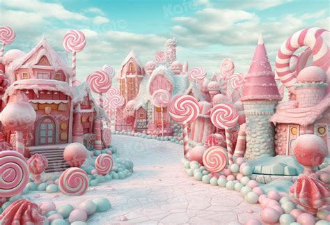 Kate Christmas Pink Candy Town Backdrop Designed by Chain Photography