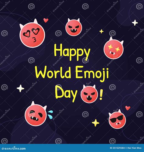 Fun World Emoji Day with Character Face with Horn Show Different Emoji ...