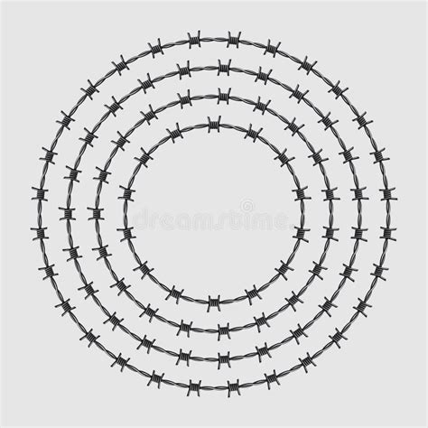 Vector Circles of Barbed Wire, Silhouette Stock Vector - Illustration of metal, danger: 234083429