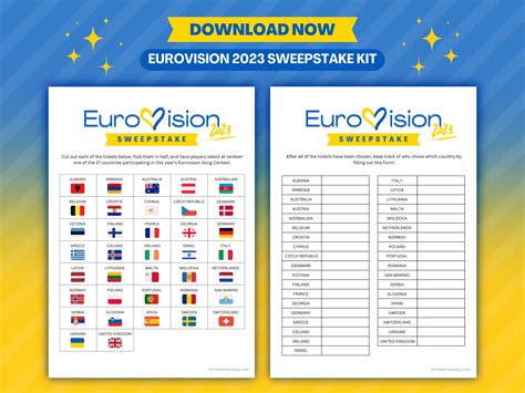 Eurovision 2023 Voting Sheet